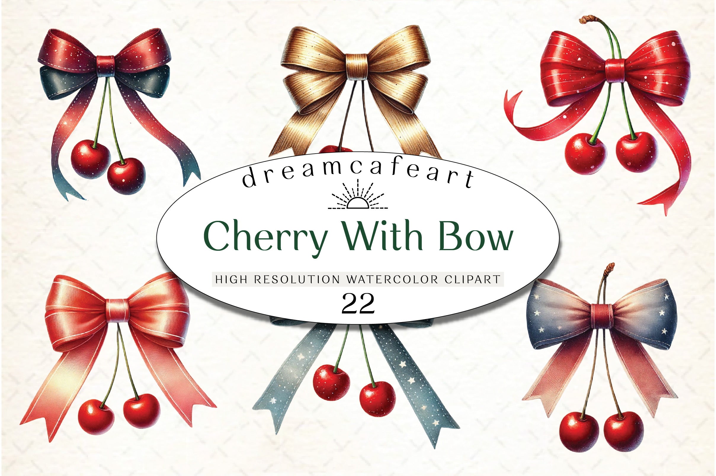 Cherry with Bow Clipart Bundle