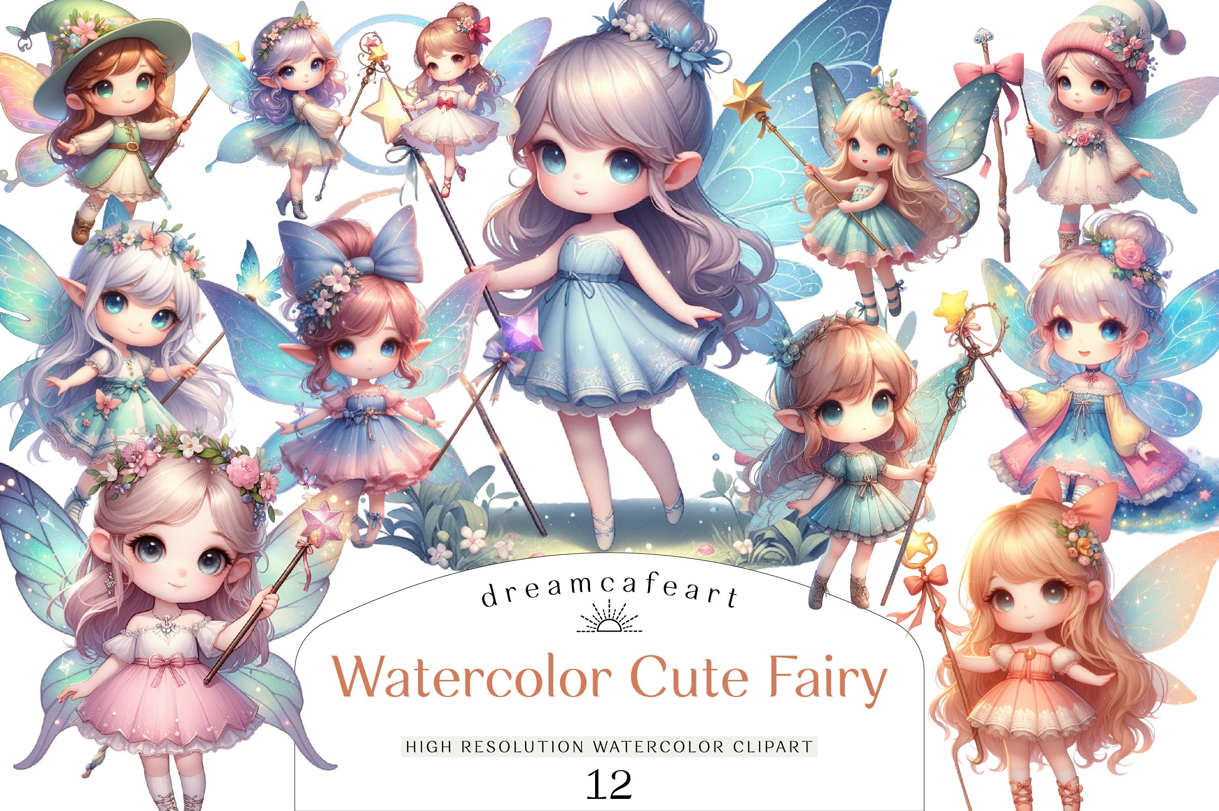 Cute Fairy Clipart Design Bundle