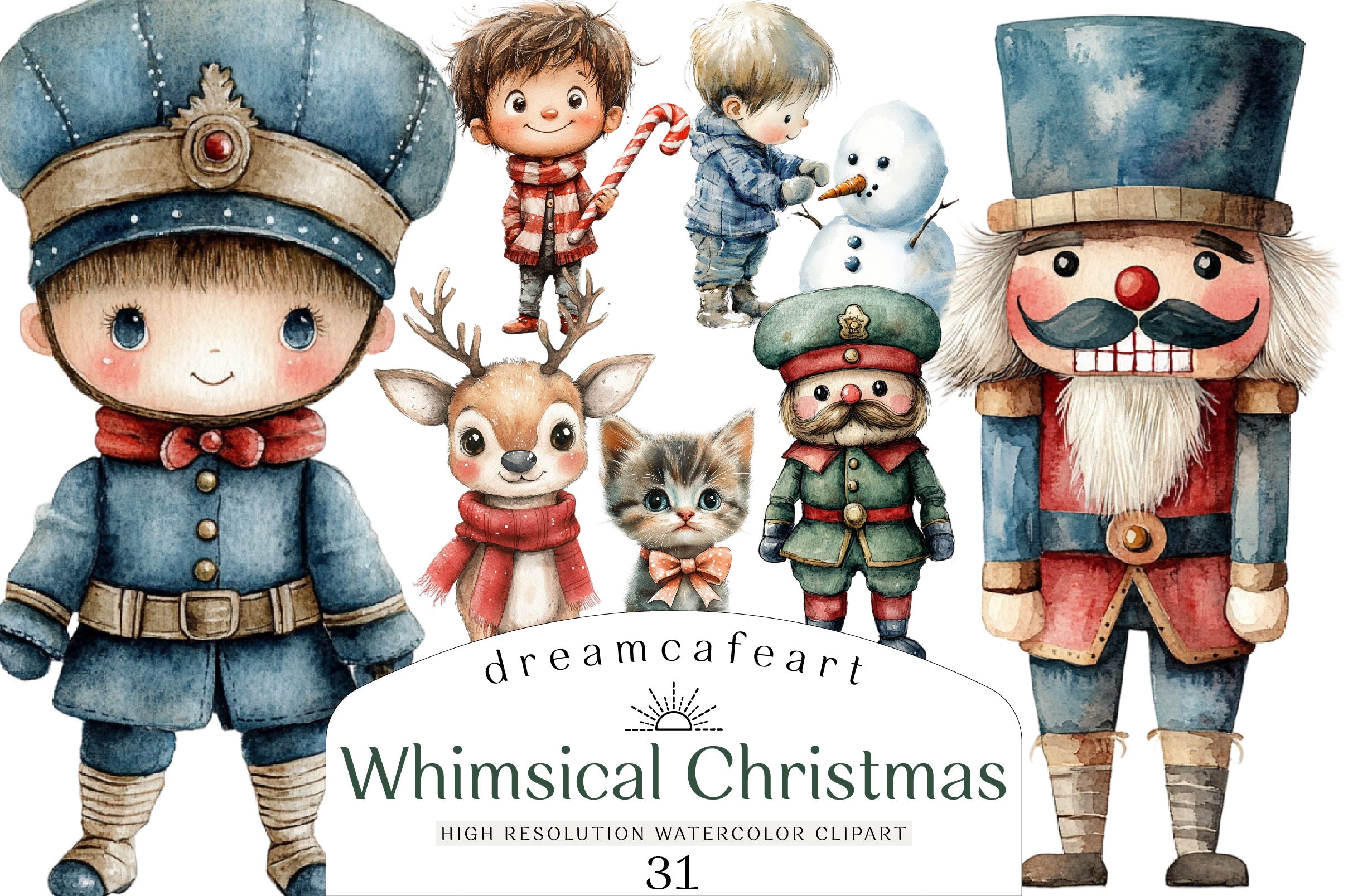 Whimsical Christmas Design Clipart Bundle