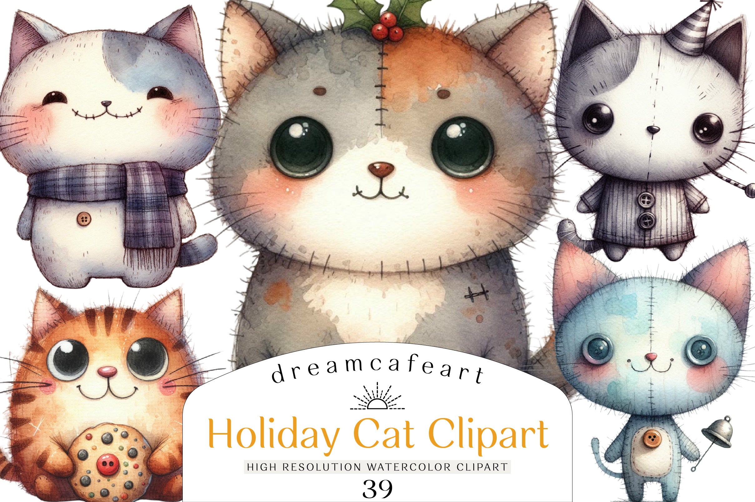 Holiday Cat Clipart Bundle