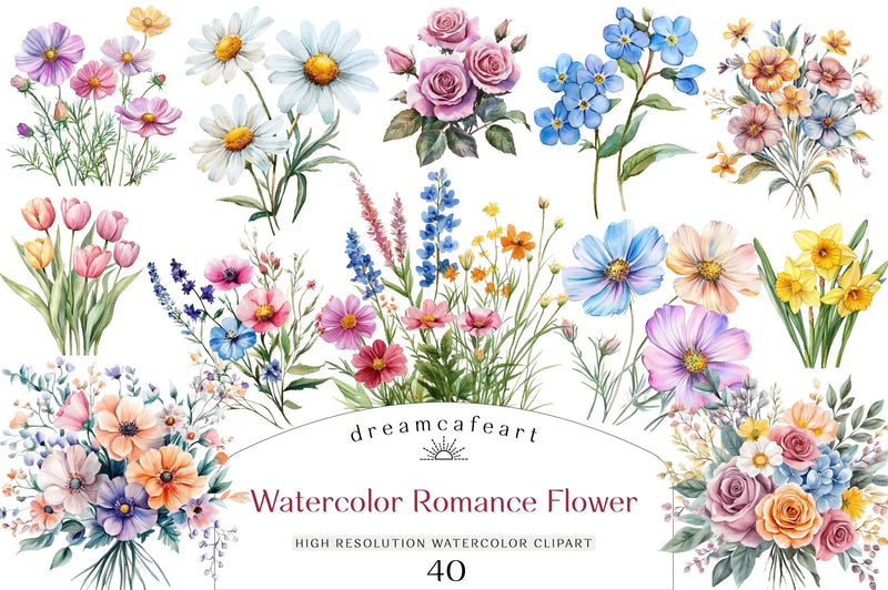 Romance Flower Clipart Bundle - CraftNest - Digital Crafting and Art