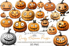 Quirky Halloween Pumpkin Clipart Bundle - CraftNest - Digital Crafting and Art