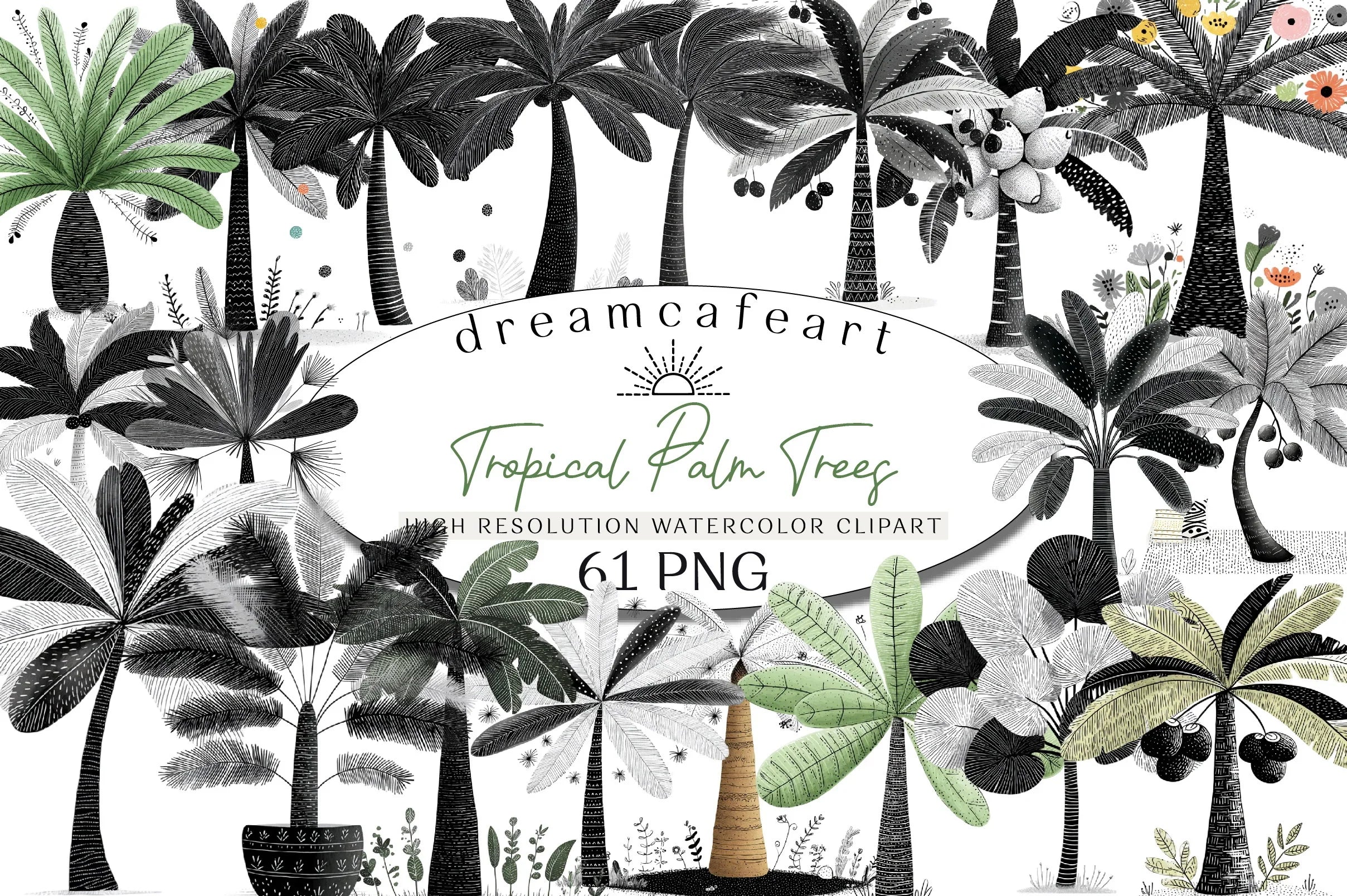 Tropical Palm Trees Clipart Bundle - CraftNest - Digital Crafting and Art