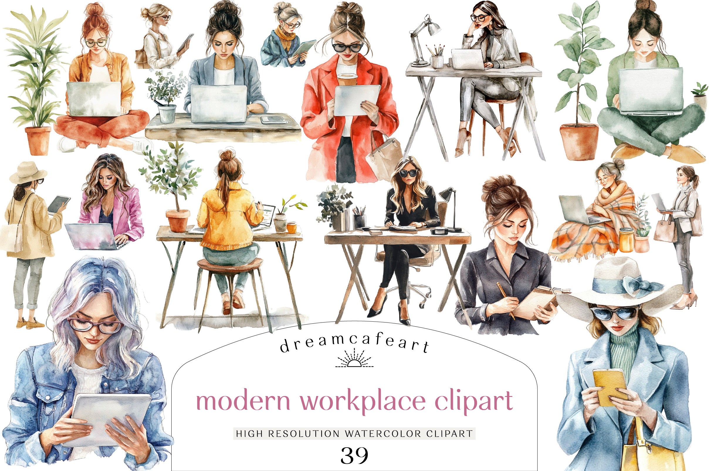 Modern Workplace Clipart Bundle