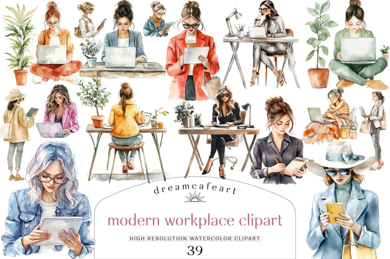Modern Workplace Clipart Bundle - CraftNest - Digital Crafting and Art