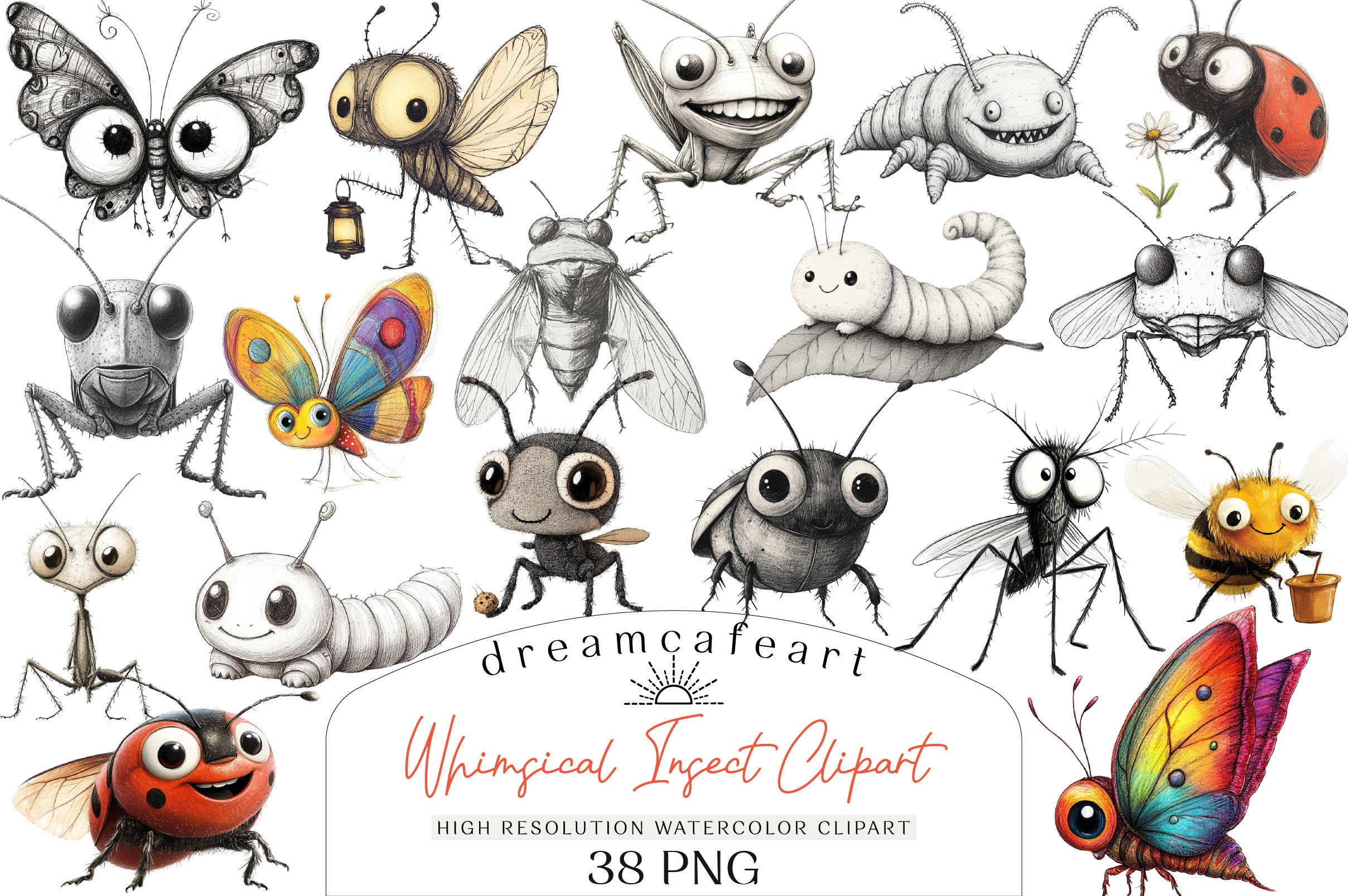 Whimsical Insect Clipart Bundle