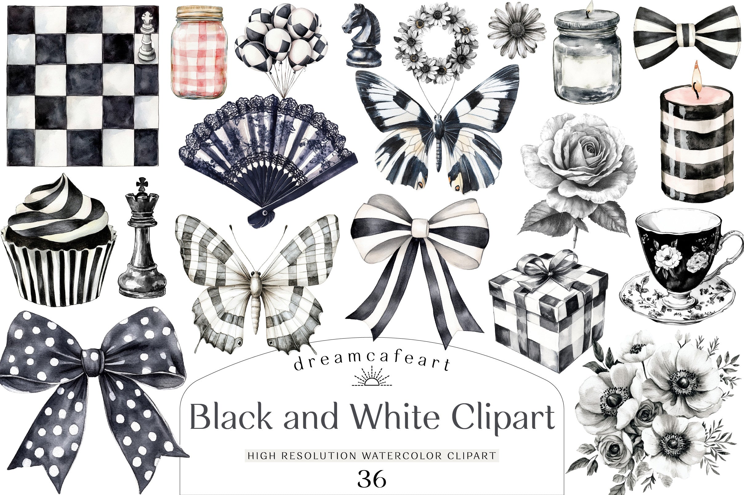 Black and White Clipart Bundle