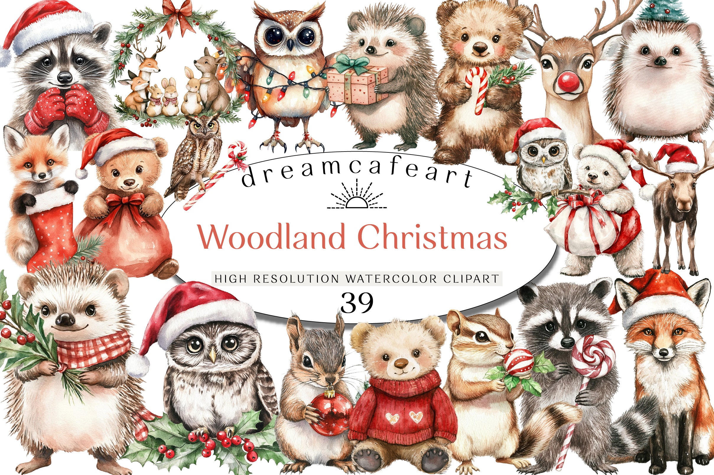 Woodland Christmas Clipart Bundle