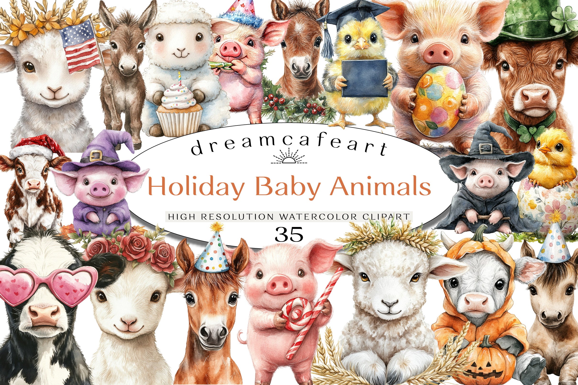 Holiday Baby Animals Clipart Bundle