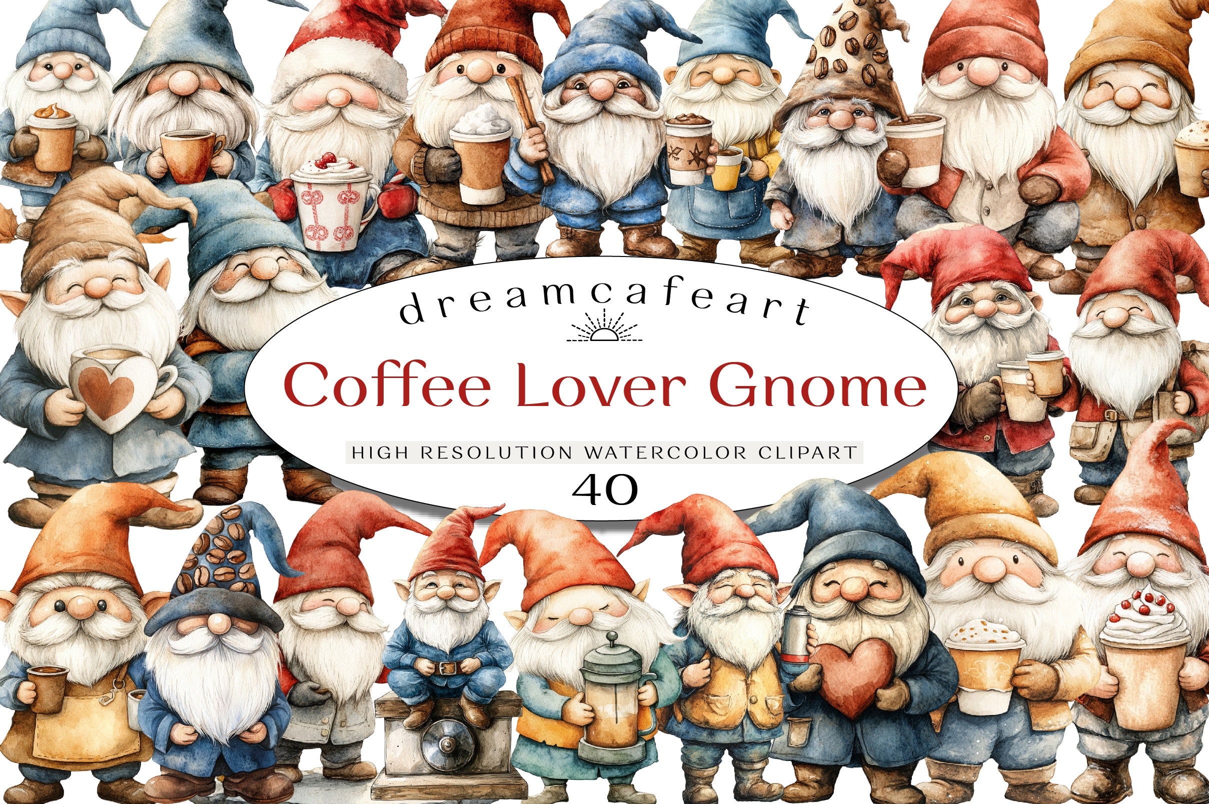 Coffee Lover Gnome Clipart Bundle