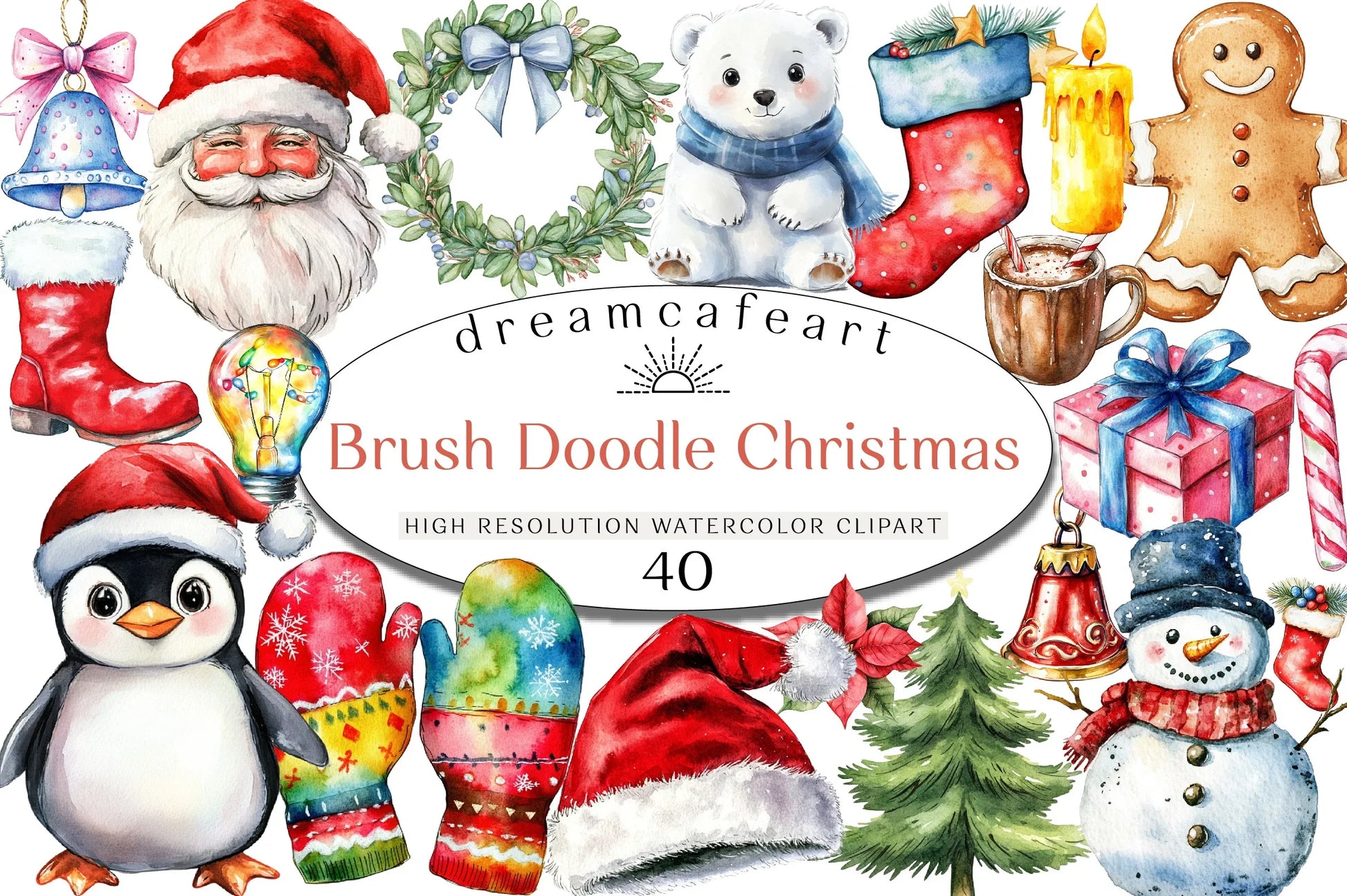 Brush Doodle Christmas Clipart Bundle - CraftNest - Digital Crafting and Art