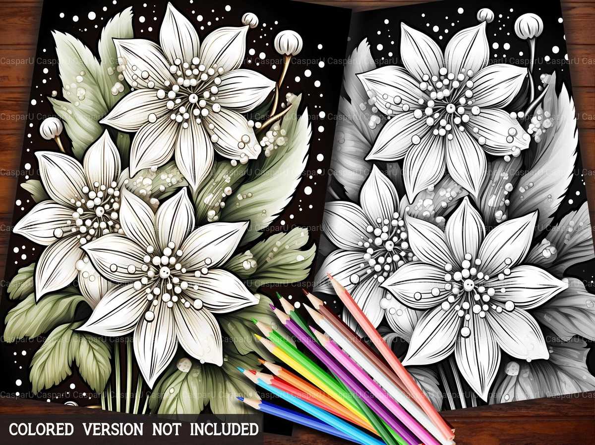 Christmas Flowers Coloring Books - CraftNest