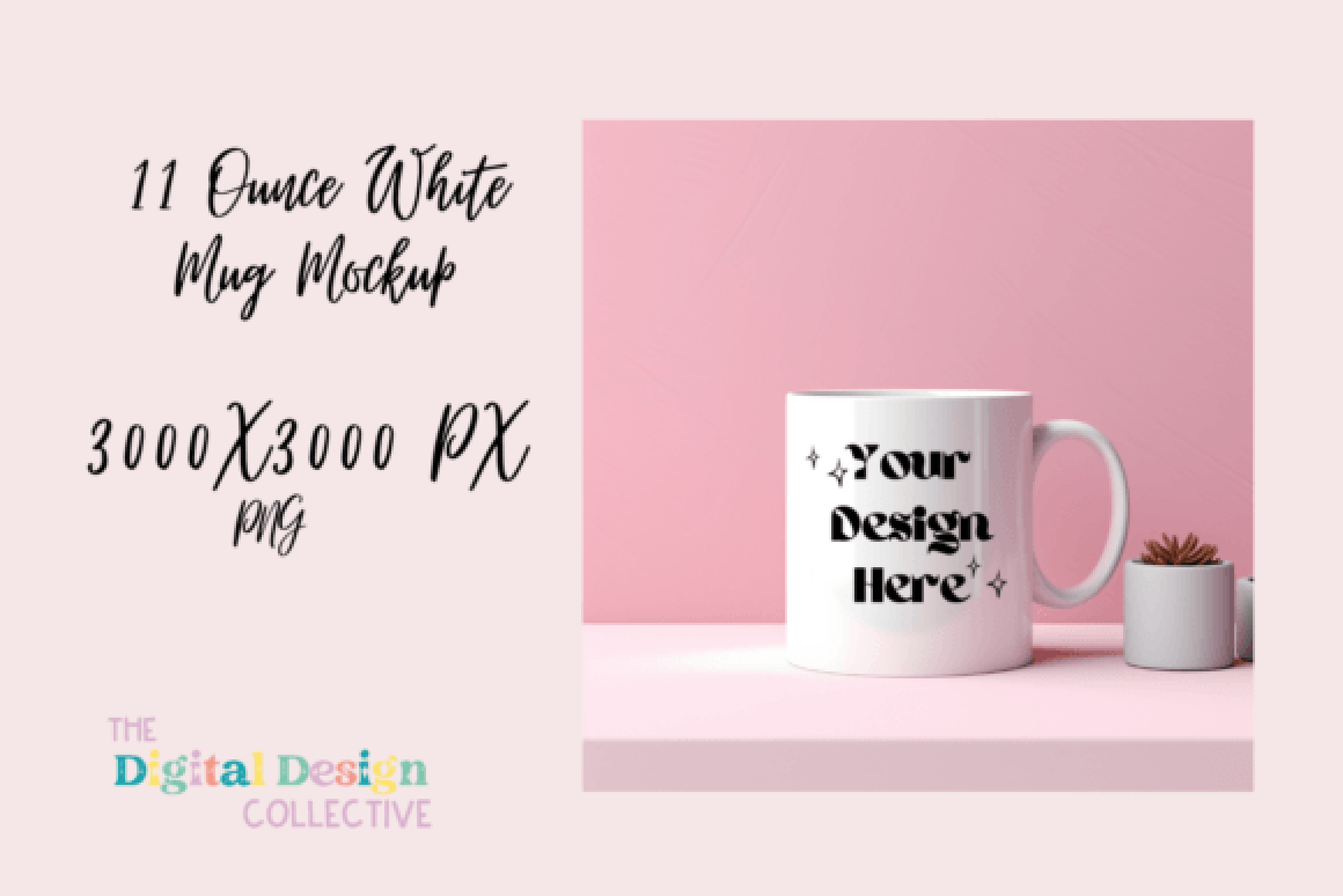 Pink 11oz White Mug Mockup