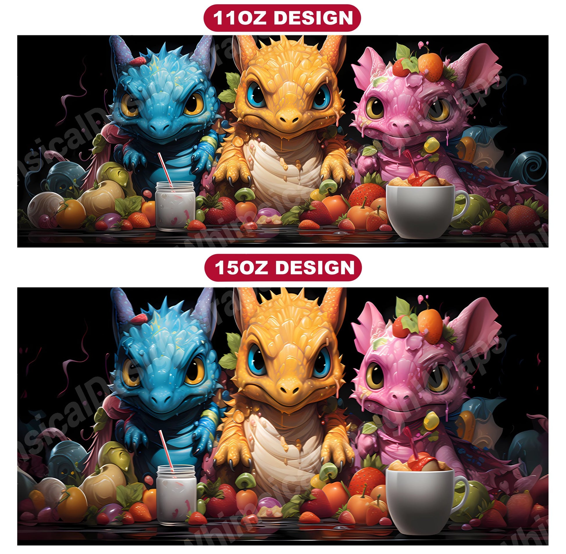 Kawaii Dragons 2 Mug Wrap - CraftNest