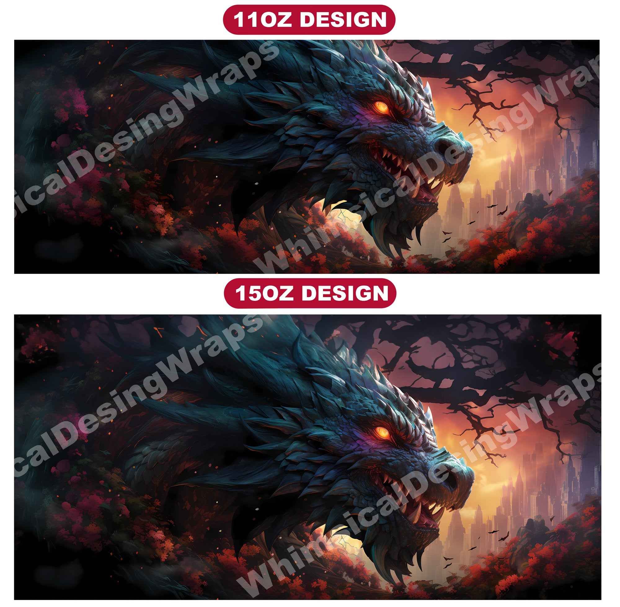 Dark Fanatasy Dragons Mug Wrap - CraftNest