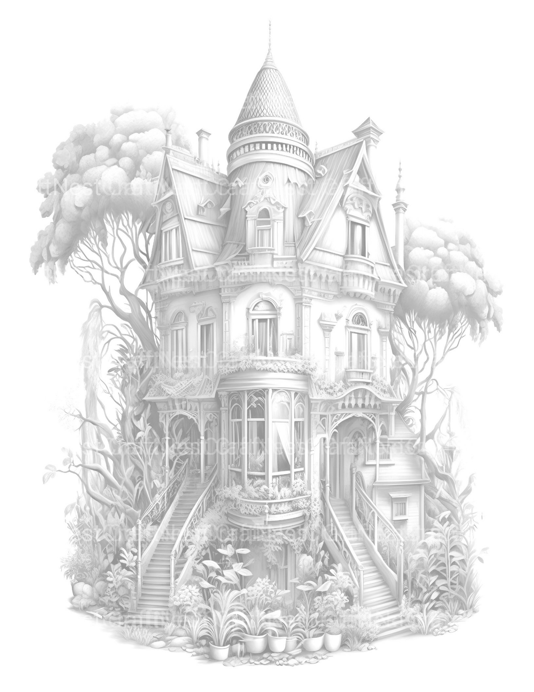 Intricate Garden Houses Coloring Book - CraftNest - Digital Crafting and Art