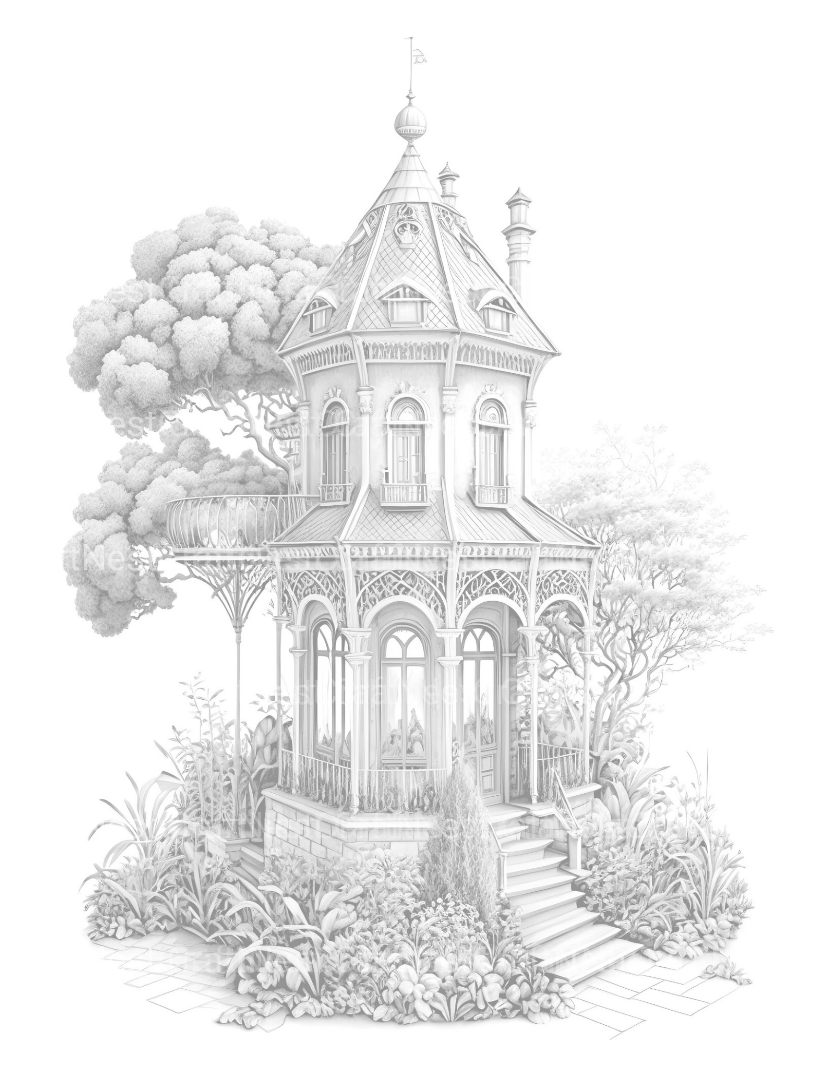 Intricate Garden Houses Coloring Book - CraftNest - Digital Crafting and Art