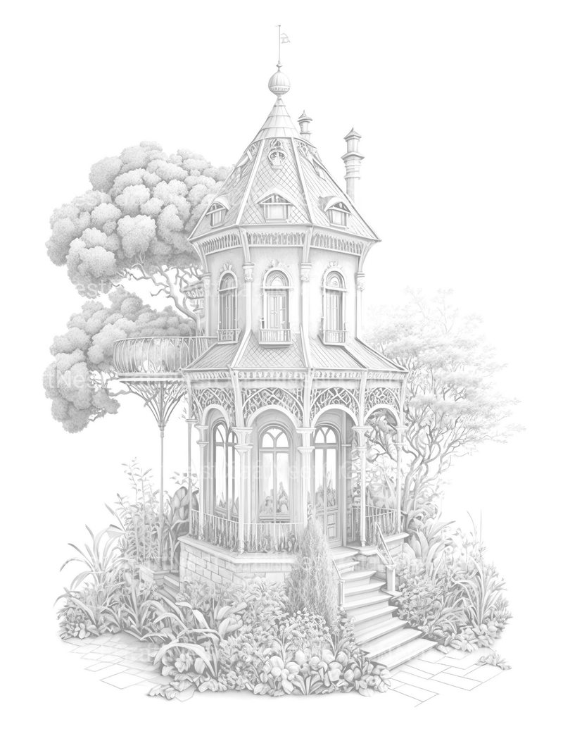 Intricate Garden Houses Coloring Book - CraftNest - Digital Crafting and Art