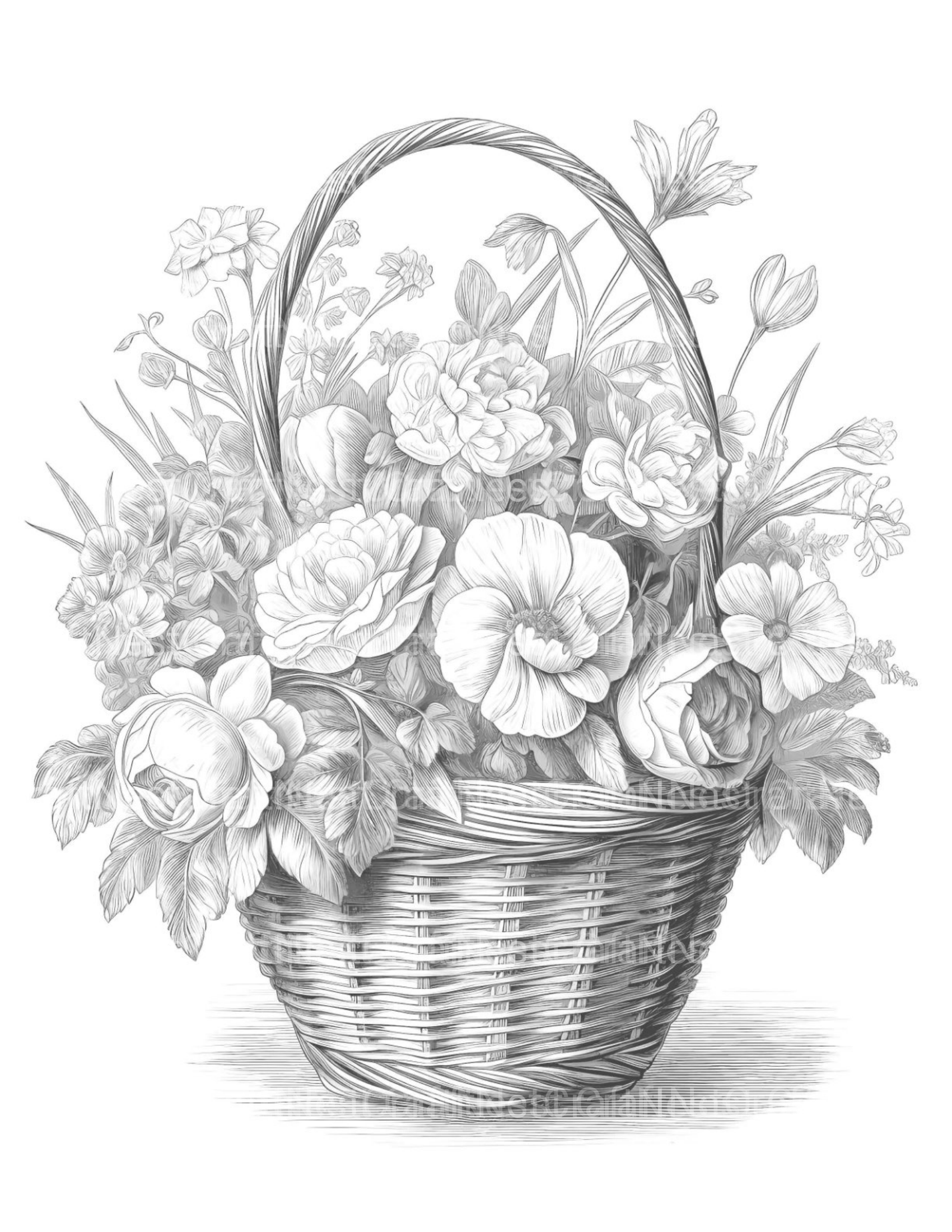 Flower Basket Coloring Book - CraftNest - Digital Crafting and Art