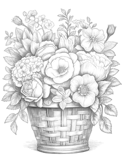 Flower Basket Coloring Book - CraftNest - Digital Crafting and Art