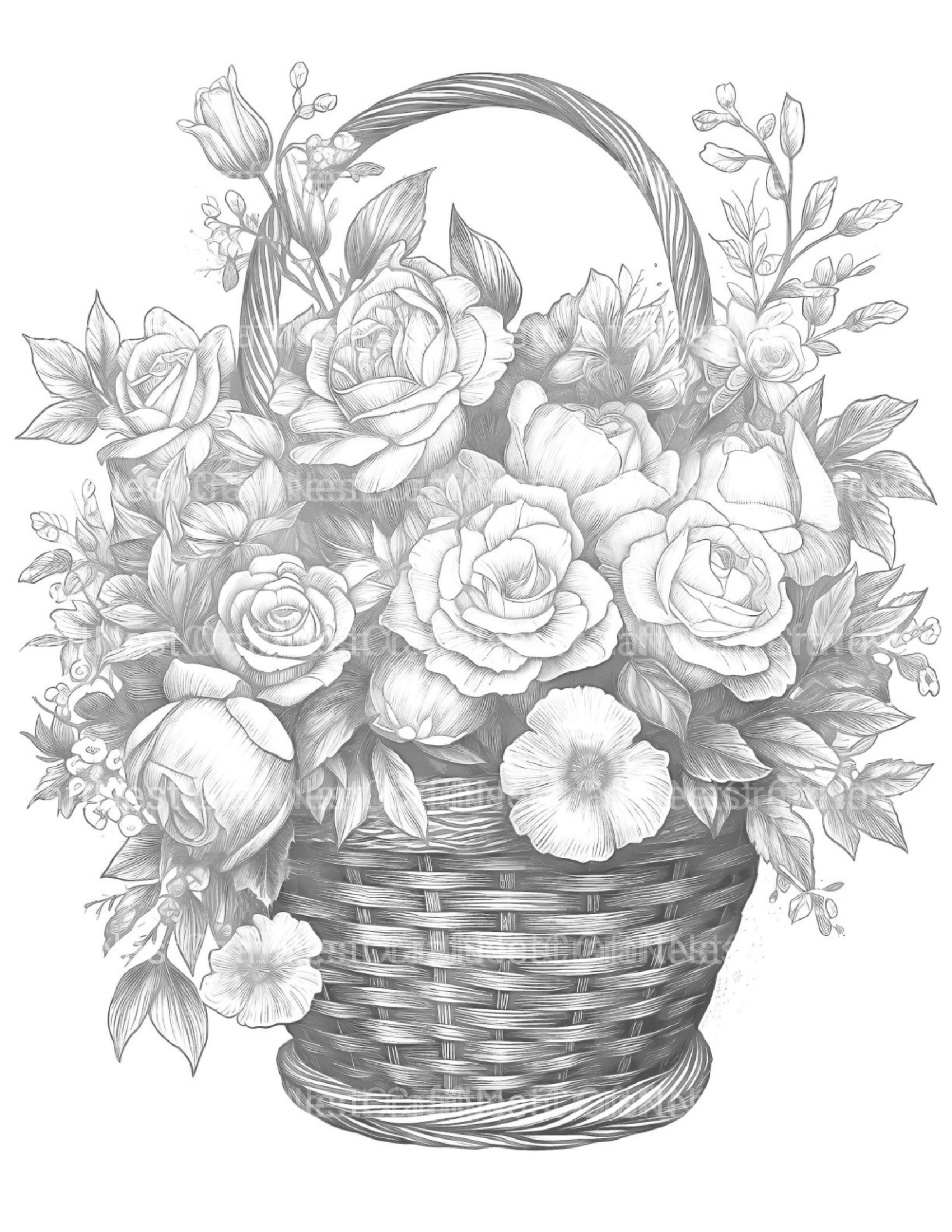 Flower Basket Coloring Book - CraftNest - Digital Crafting and Art