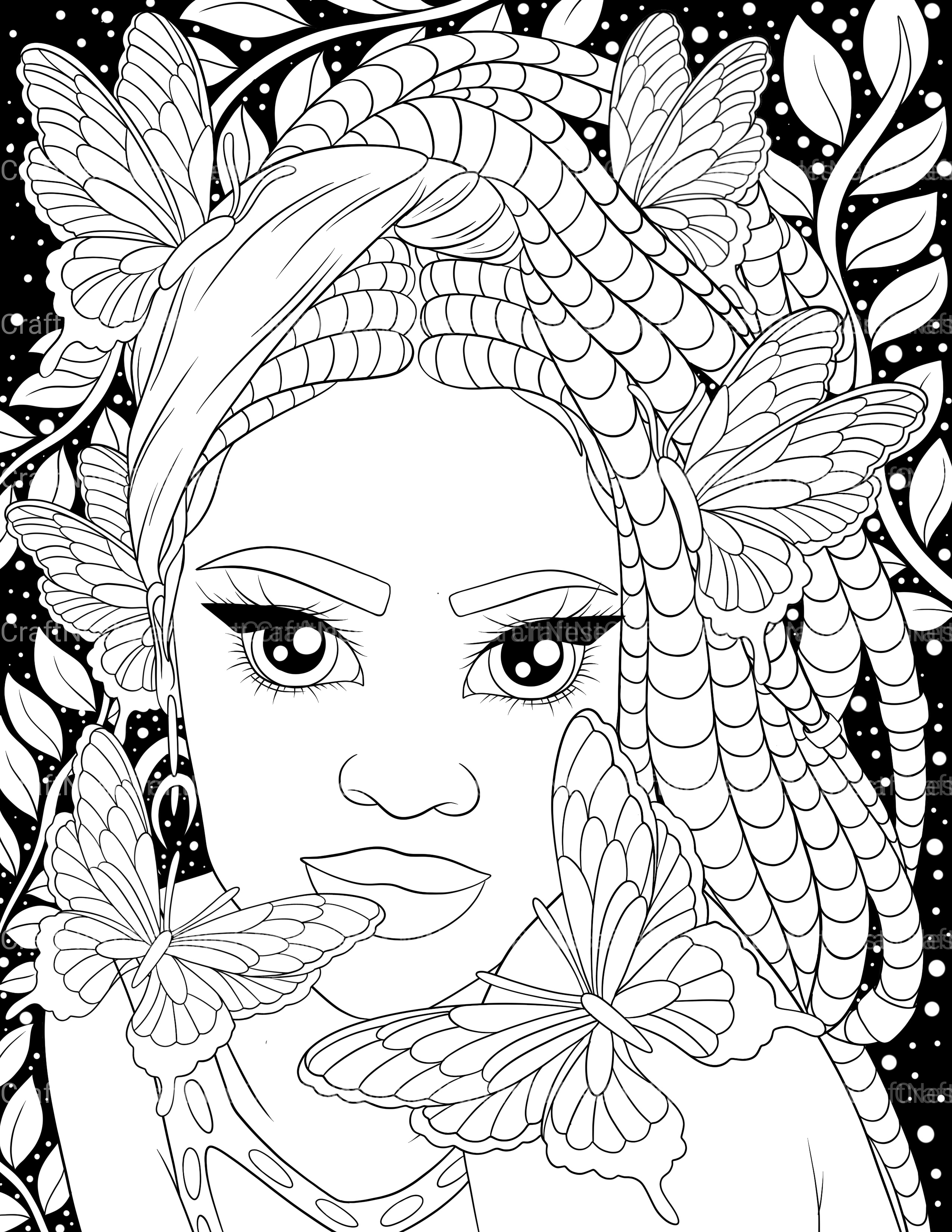 Midnight African Girl Coloring Book - CraftNest - Digital Crafting and Art