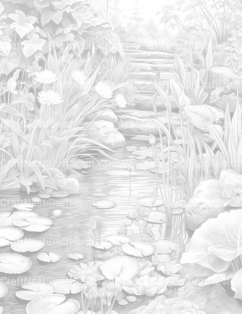 Water Garden Coloring Book - CraftNest - Digital Crafting and Art