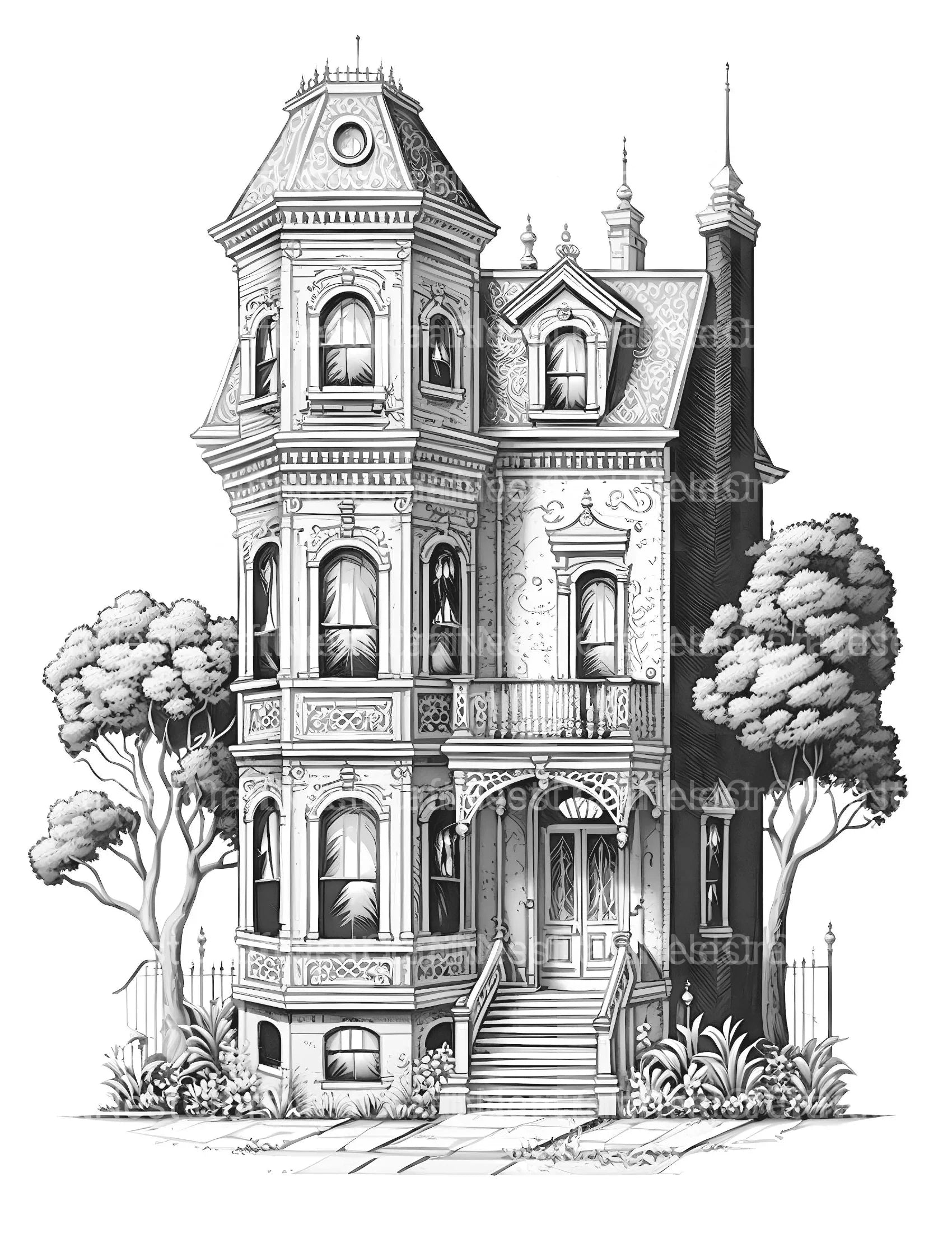 Townhouse Tiny House Coloring Book - CraftNest - Digital Crafting and Art