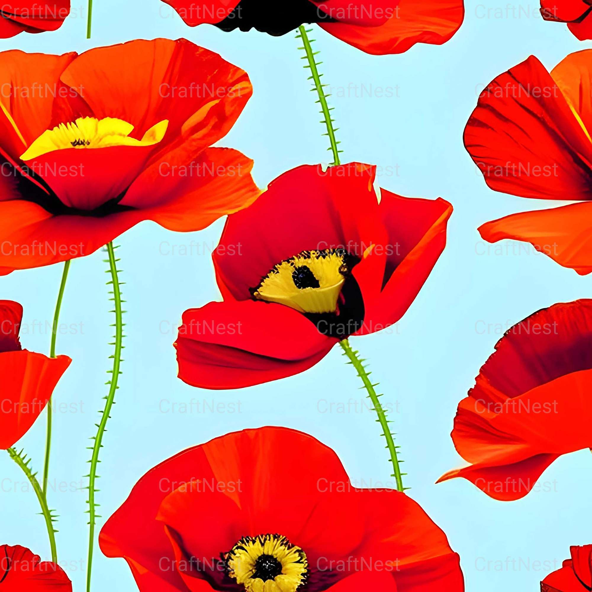 Poppy Seamless Digital Paper - CraftNest - Digital Crafting and Art