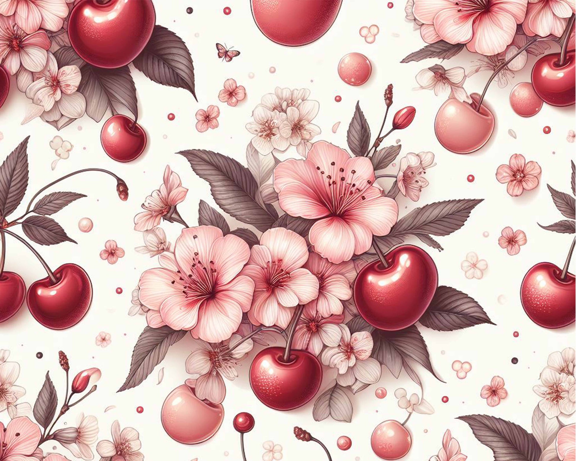 Cherry Seamless Digital Paper - CraftNest - Digital Crafting and Art