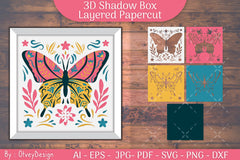 Butterfly Folk Art 3D Shadow Box SVG Bundle 1 - CraftNest - Digital Crafting and Art