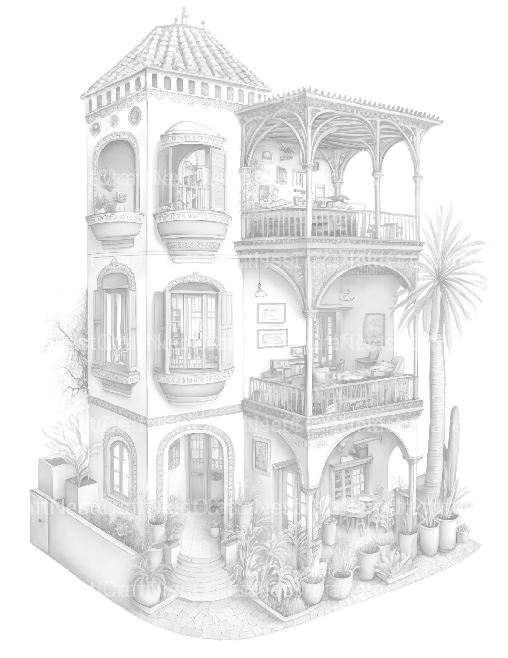 Chile Tiny House Coloring Book 1 - CraftNest - Digital Crafting and Art