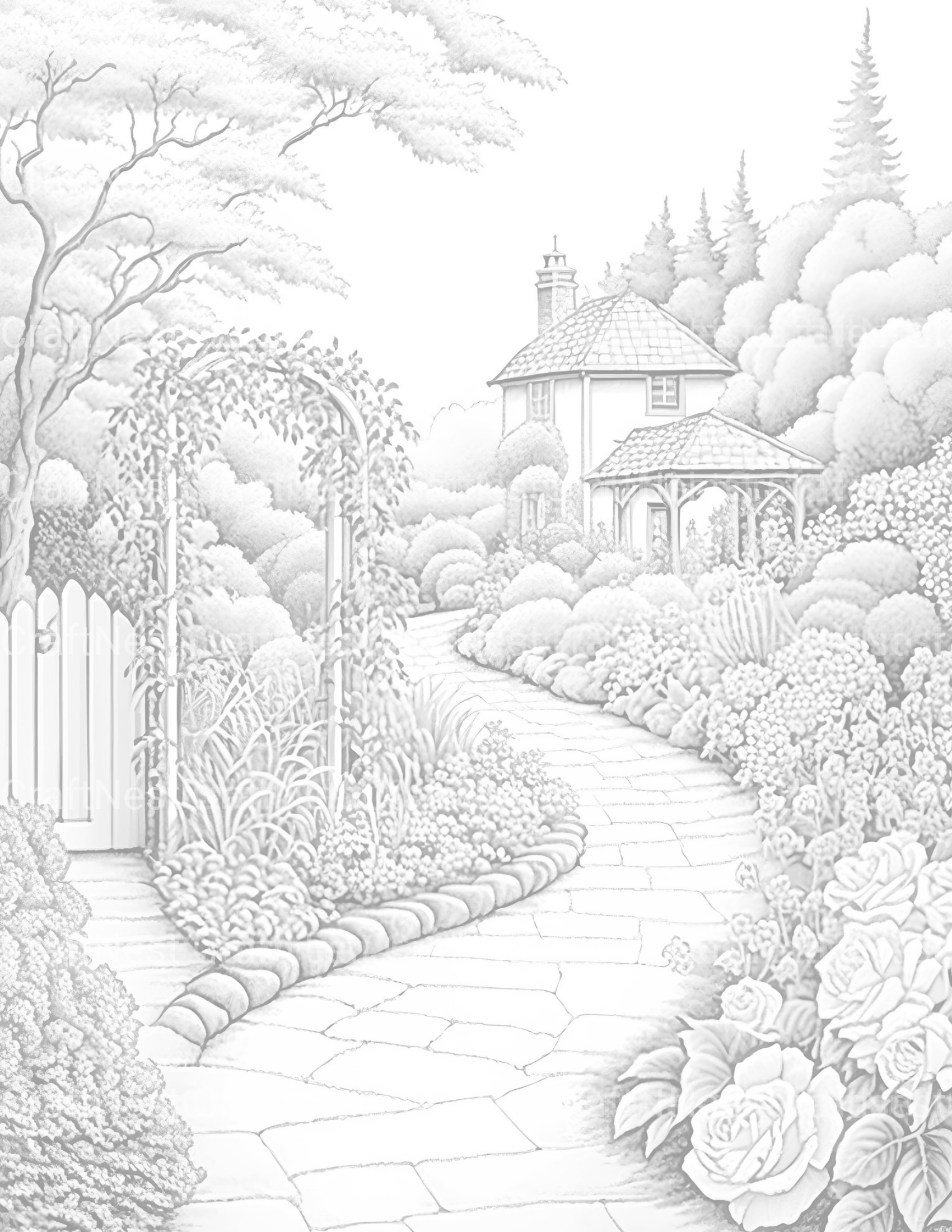 Garden Path Coloring Book - CraftNest - Digital Crafting and Art