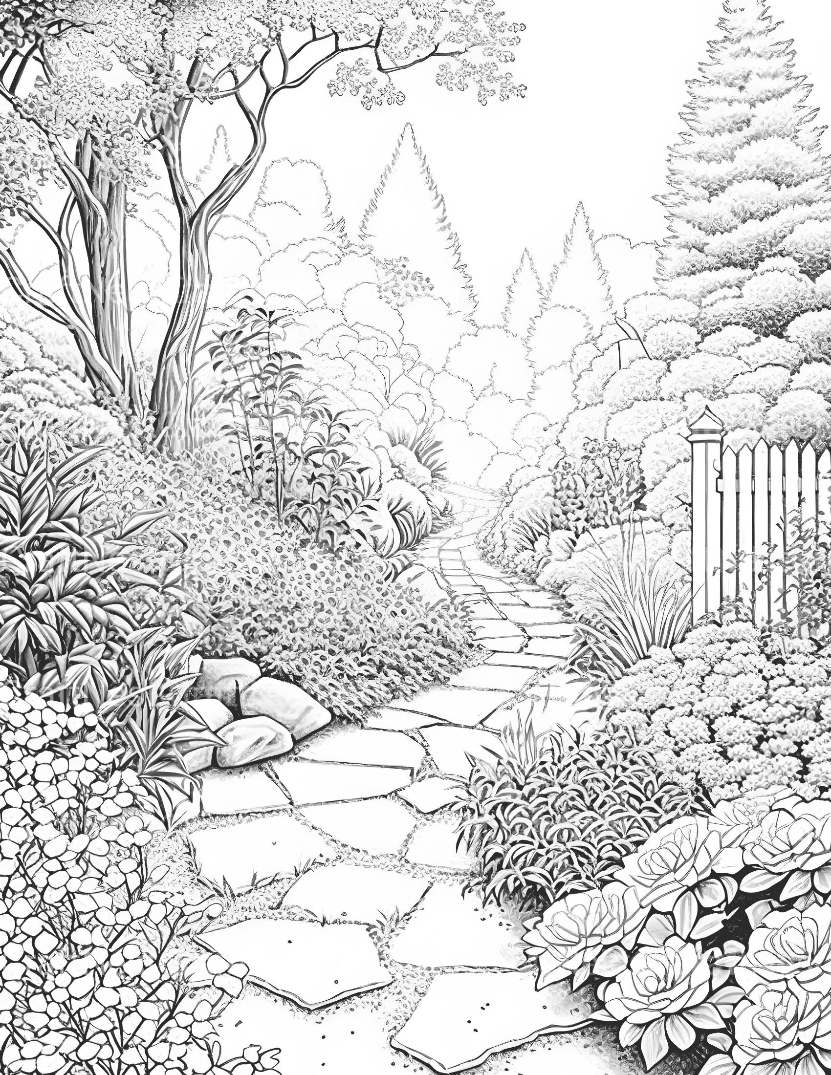 Garden Path Coloring Book - CraftNest - Digital Crafting and Art