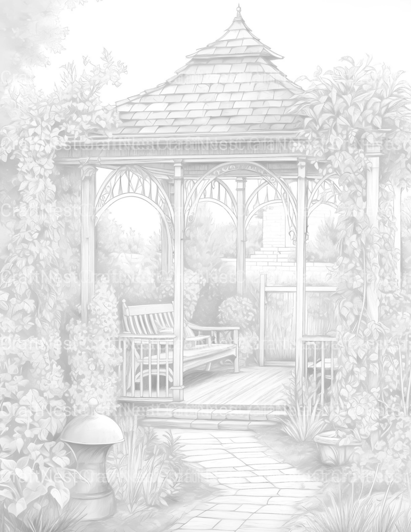 Garden Arbor Coloring Book - CraftNest - Digital Crafting and Art