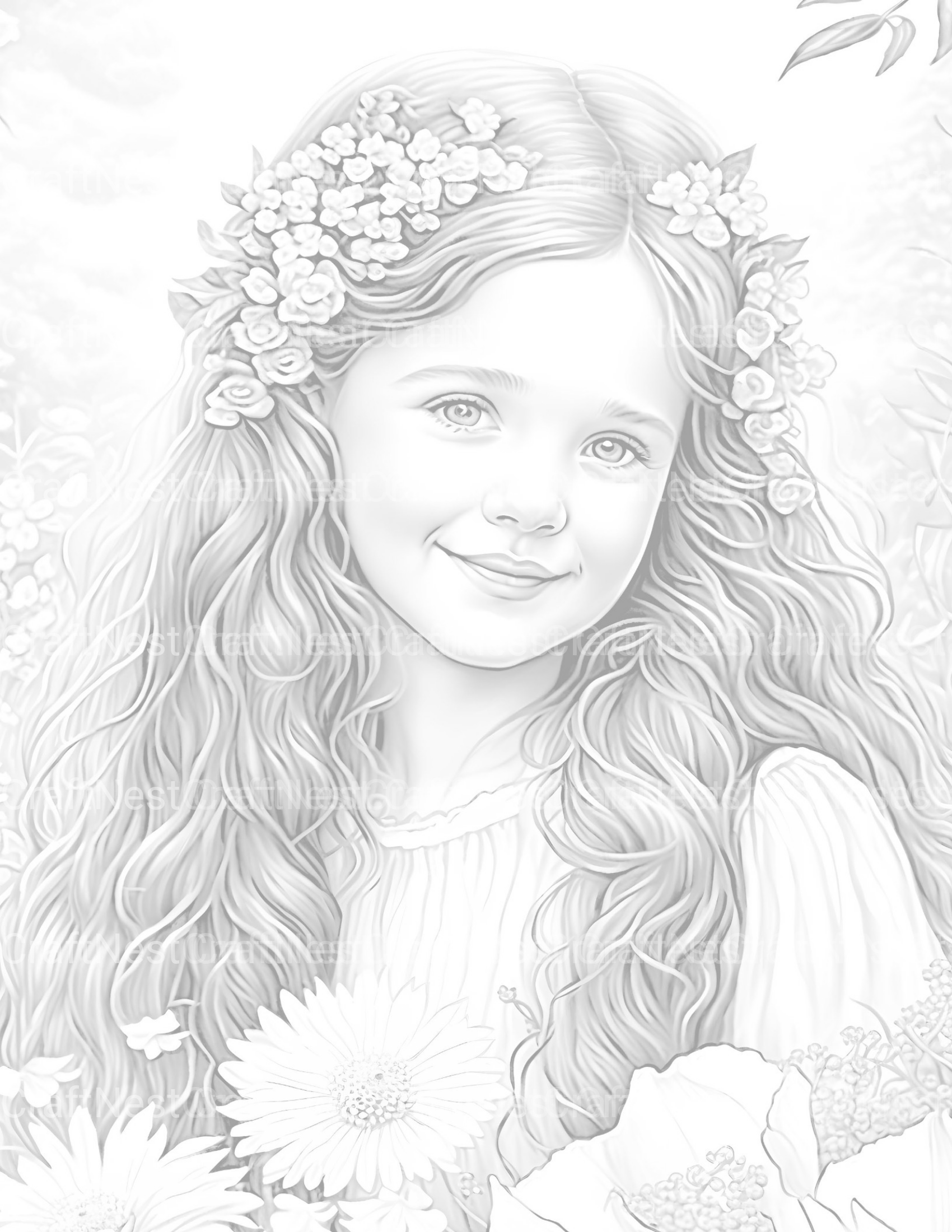 Flower Girl Coloring Book - CraftNest - Digital Crafting and Art