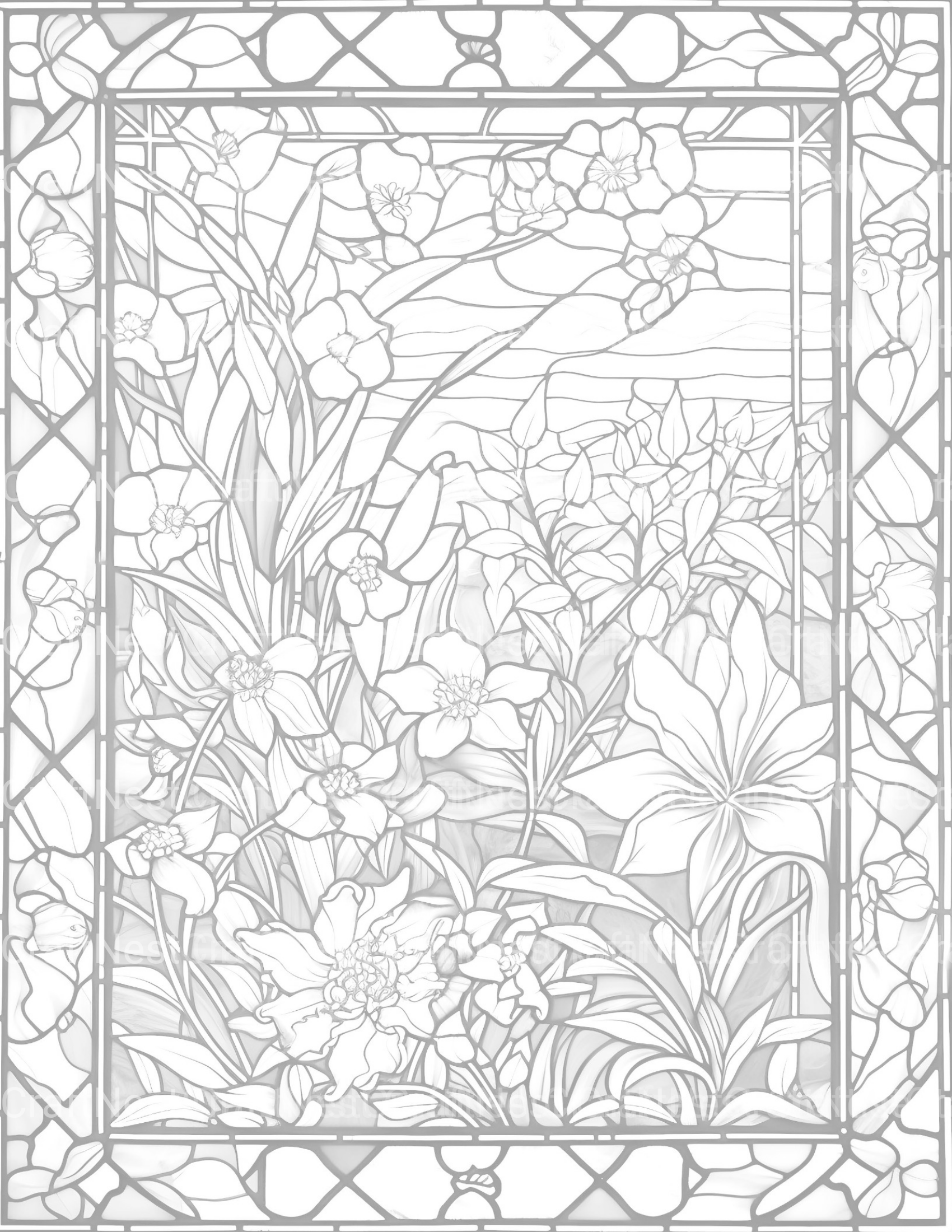 Stained Glass Garden Coloring Book - CraftNest - Digital Crafting and Art