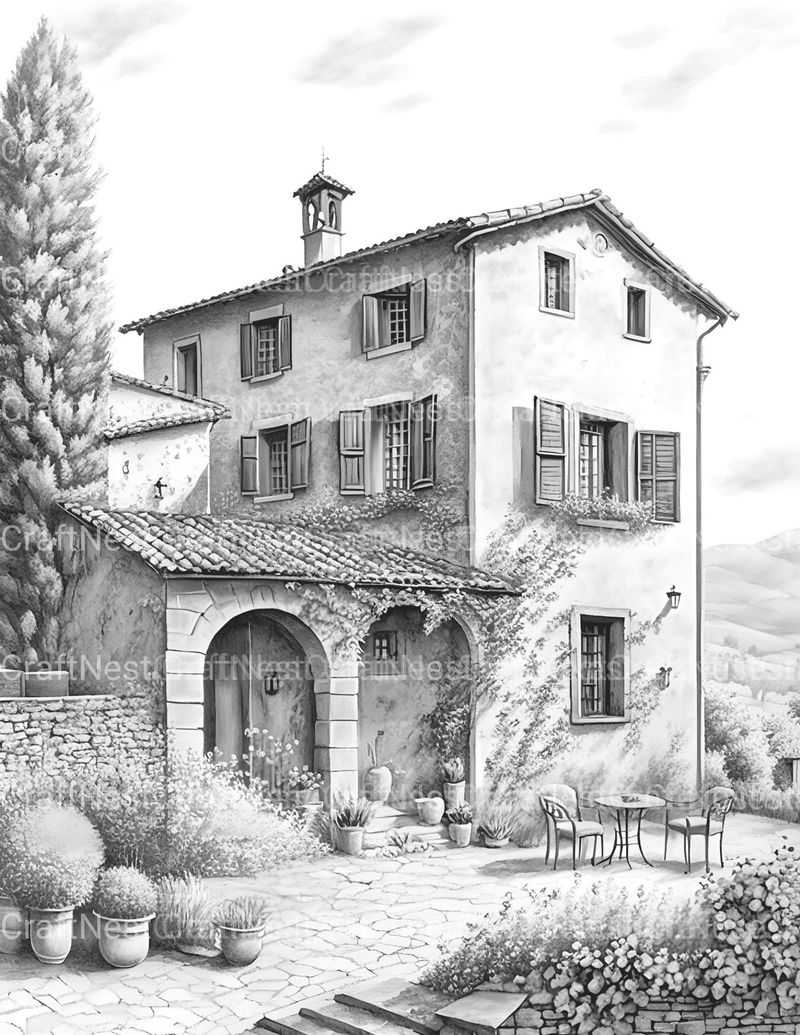 Italian Houses Coloring Book - CraftNest - Digital Crafting and Art