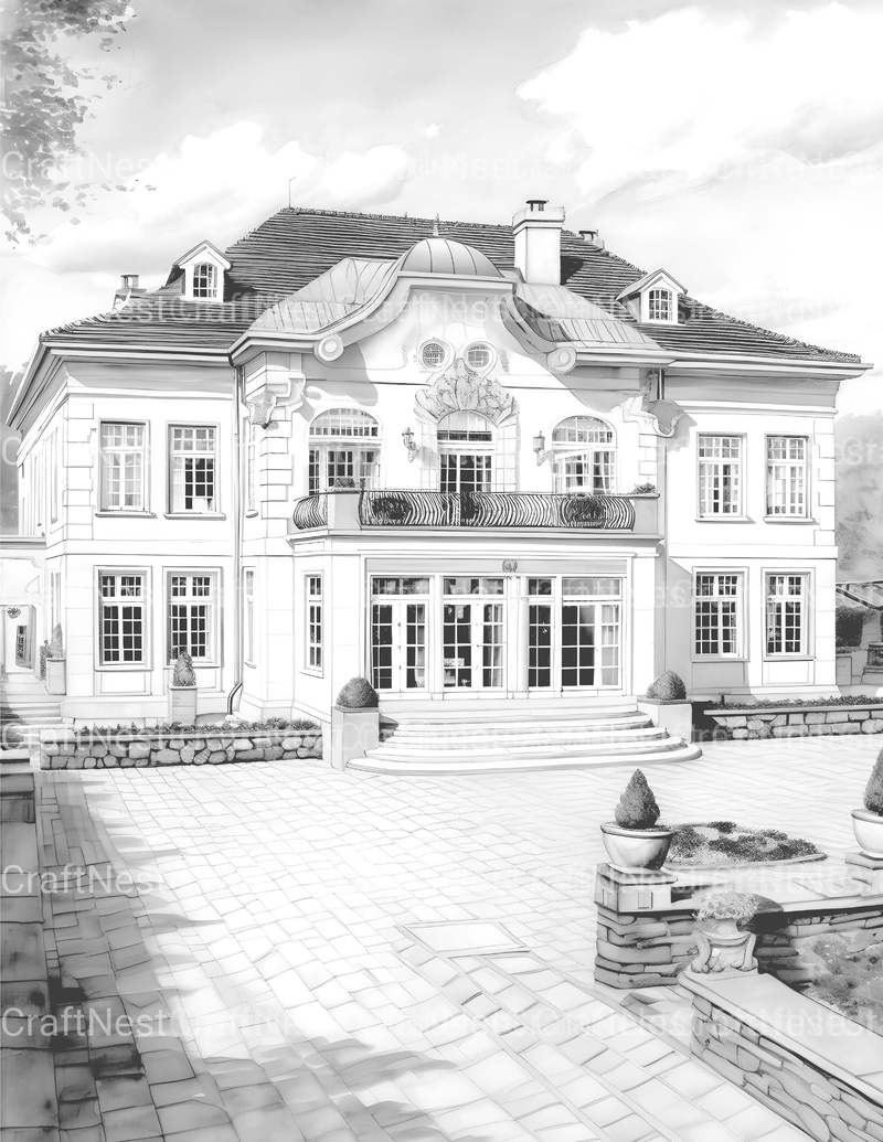 Luxurious Villas Coloring Book - CraftNest - Digital Crafting and Art