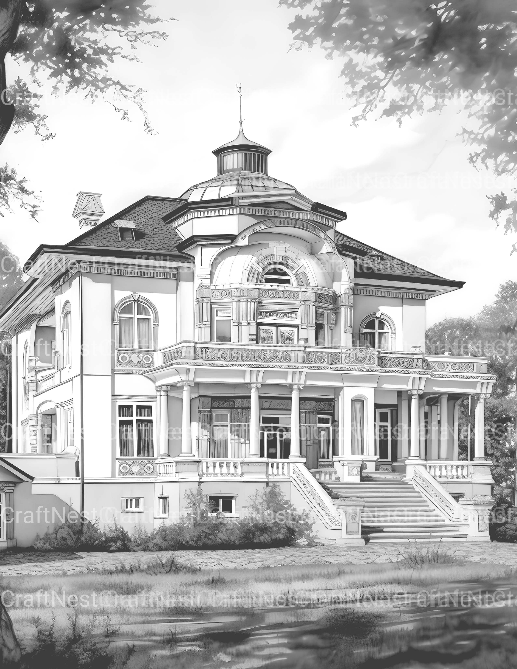 Luxurious Villas Coloring Book - CraftNest - Digital Crafting and Art