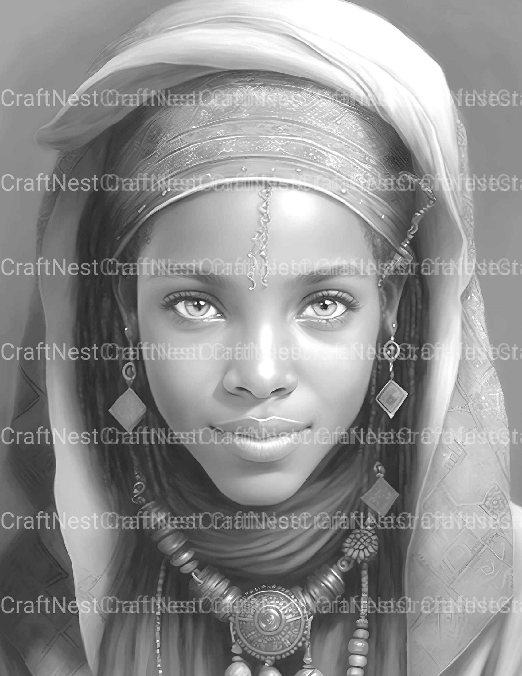 Tuareg Girl Coloring Book - CraftNest - Digital Crafting and Art