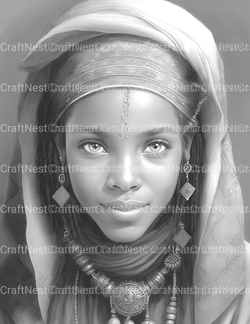 Tuareg Girl Coloring Book - CraftNest - Digital Crafting and Art