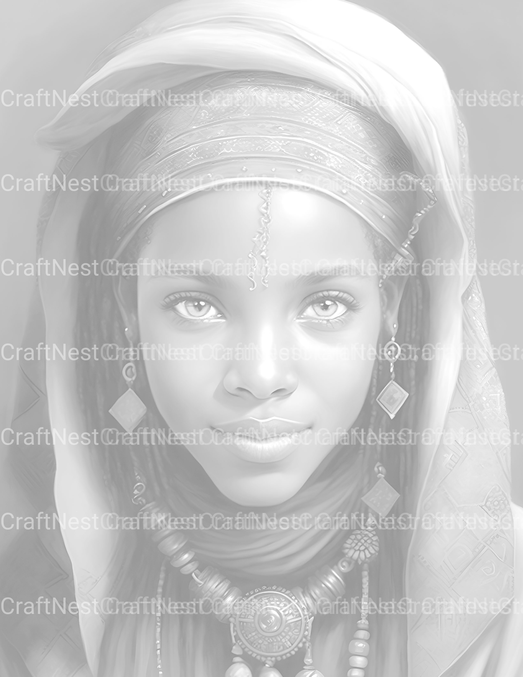 Tuareg Girl Coloring Book - CraftNest - Digital Crafting and Art