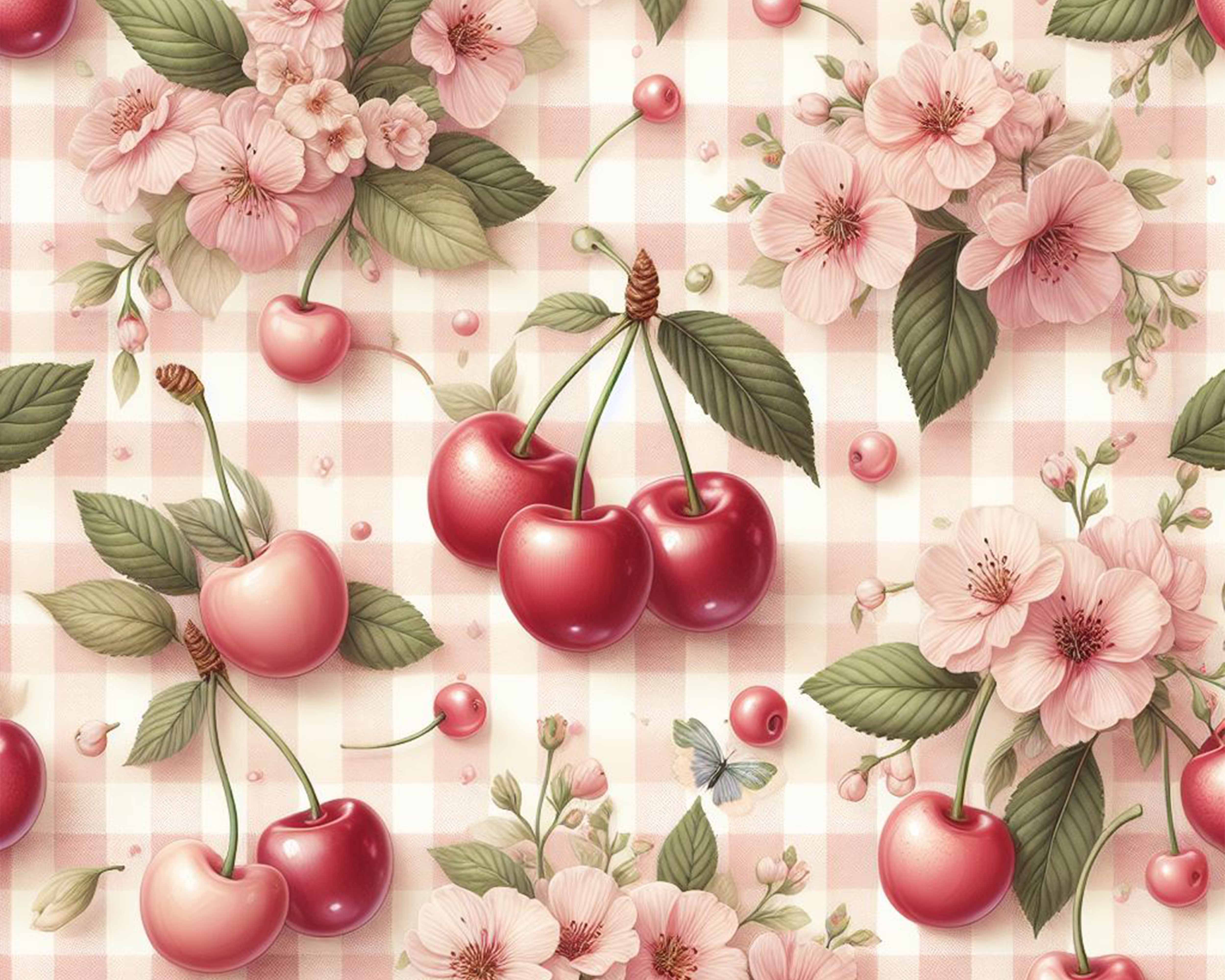 Cherry Seamless Digital Paper - CraftNest - Digital Crafting and Art