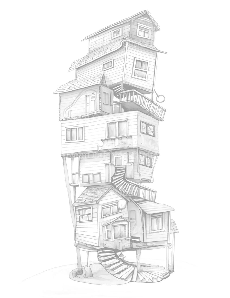 Contemporary Tiny House Coloring Book - CraftNest - Digital Crafting and Art