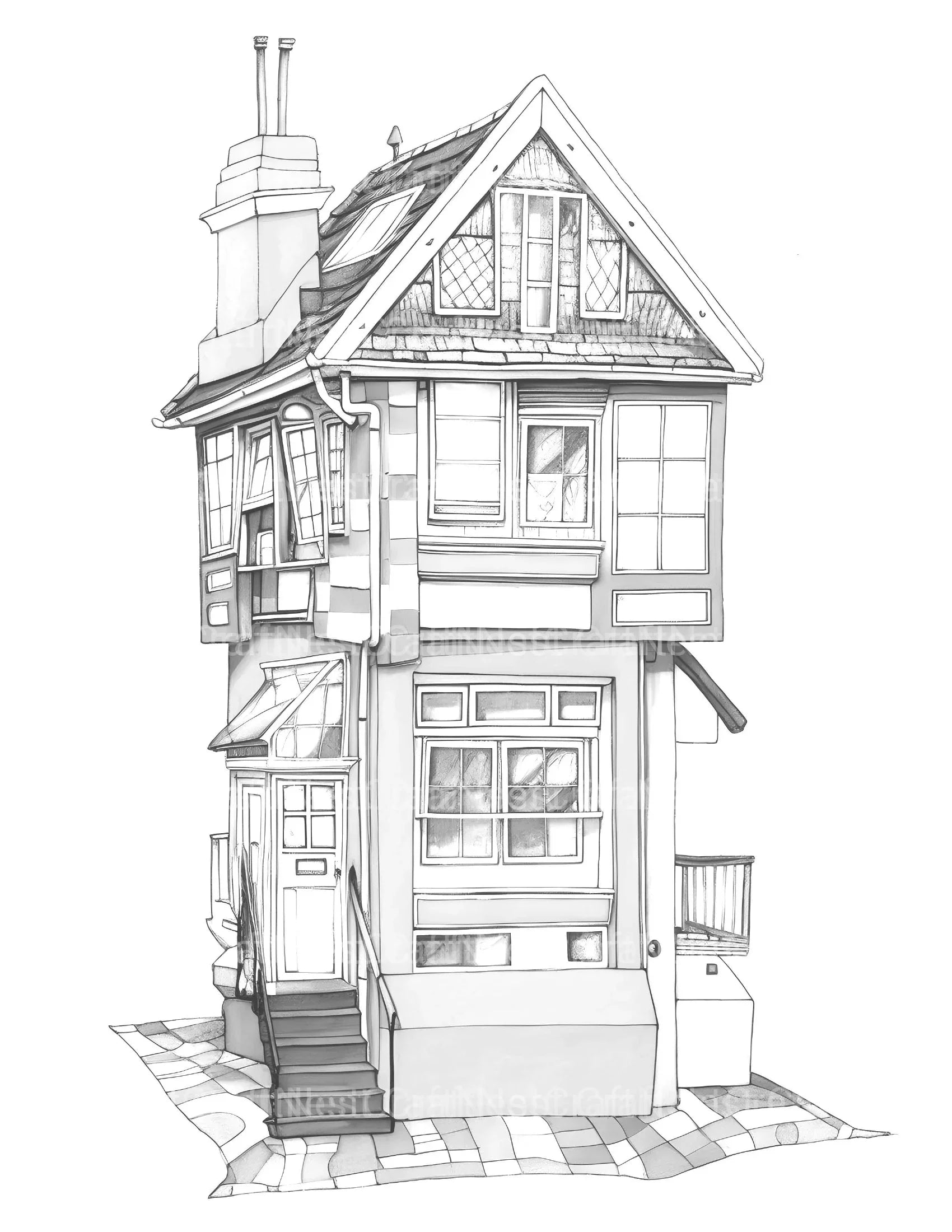 Contemporary Tiny House Coloring Book - CraftNest - Digital Crafting and Art