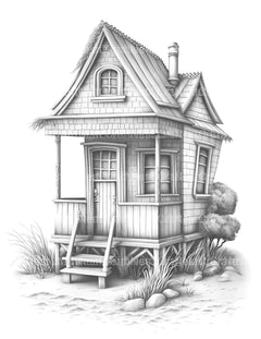 Mixed Style Tiny House Coloring Book - CraftNest - Digital Crafting and Art
