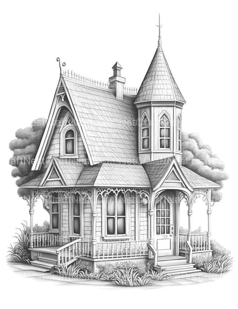 Mixed Style Tiny House Coloring Book - CraftNest - Digital Crafting and Art