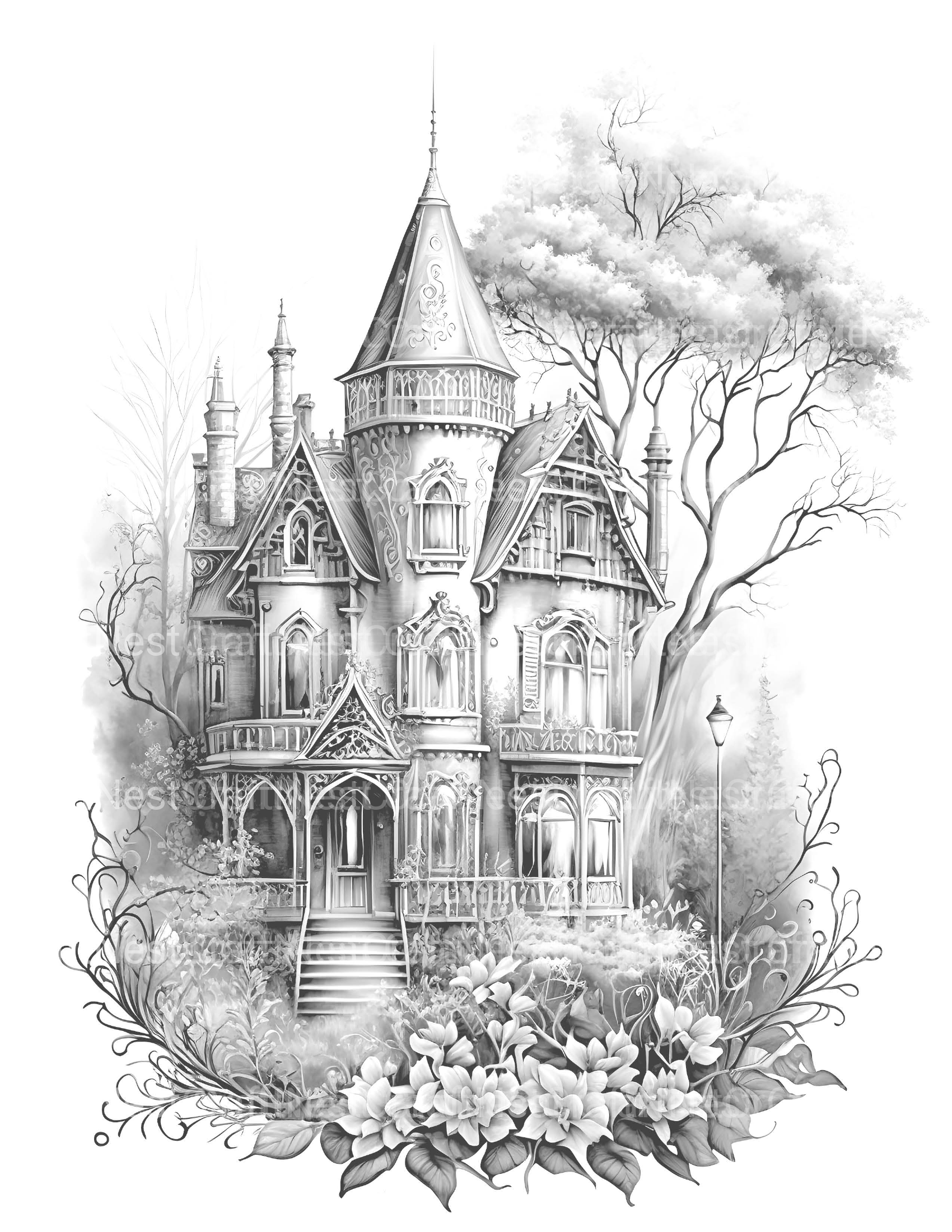Gothic House Coloring Book - CraftNest - Digital Crafting and Art
