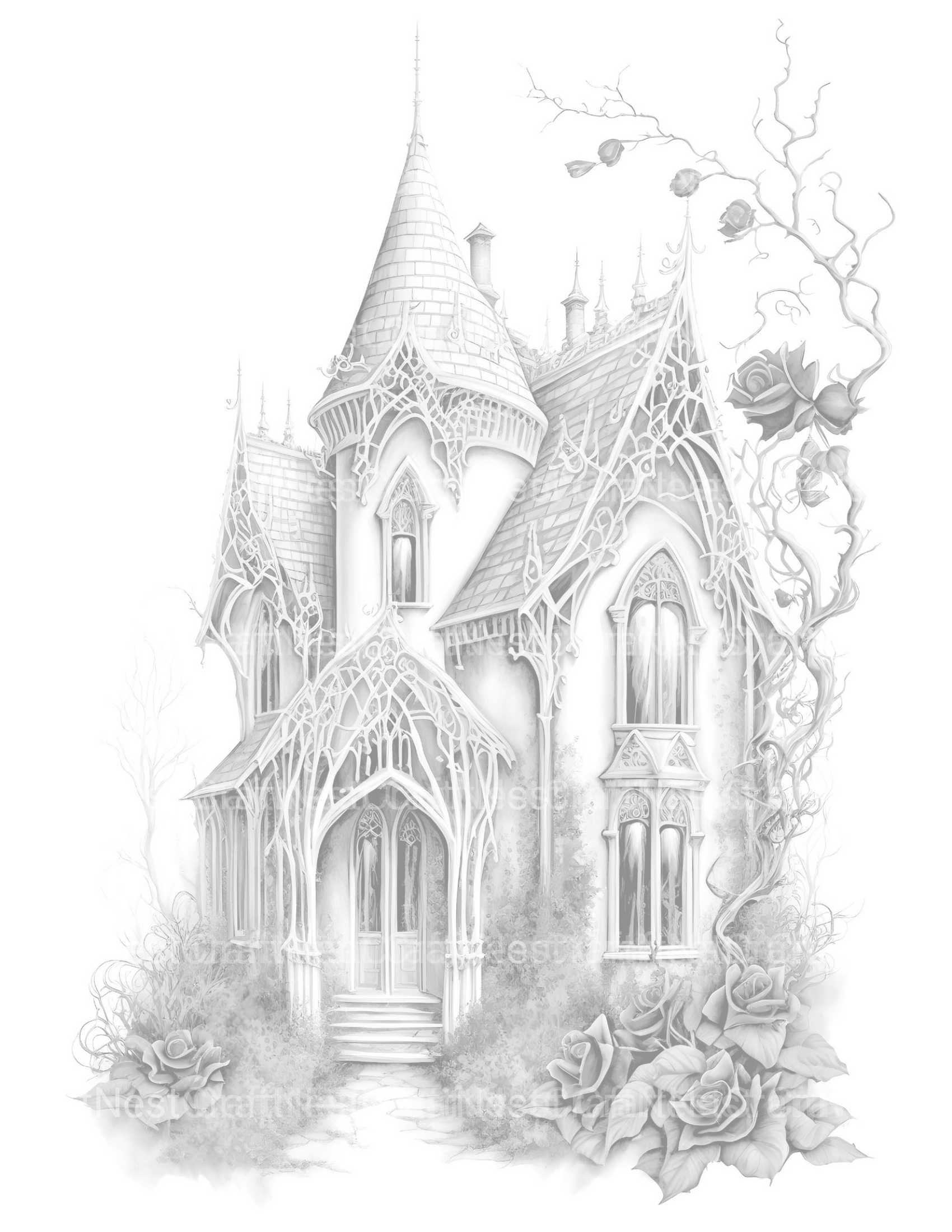 Gothic House Coloring Book - CraftNest - Digital Crafting and Art